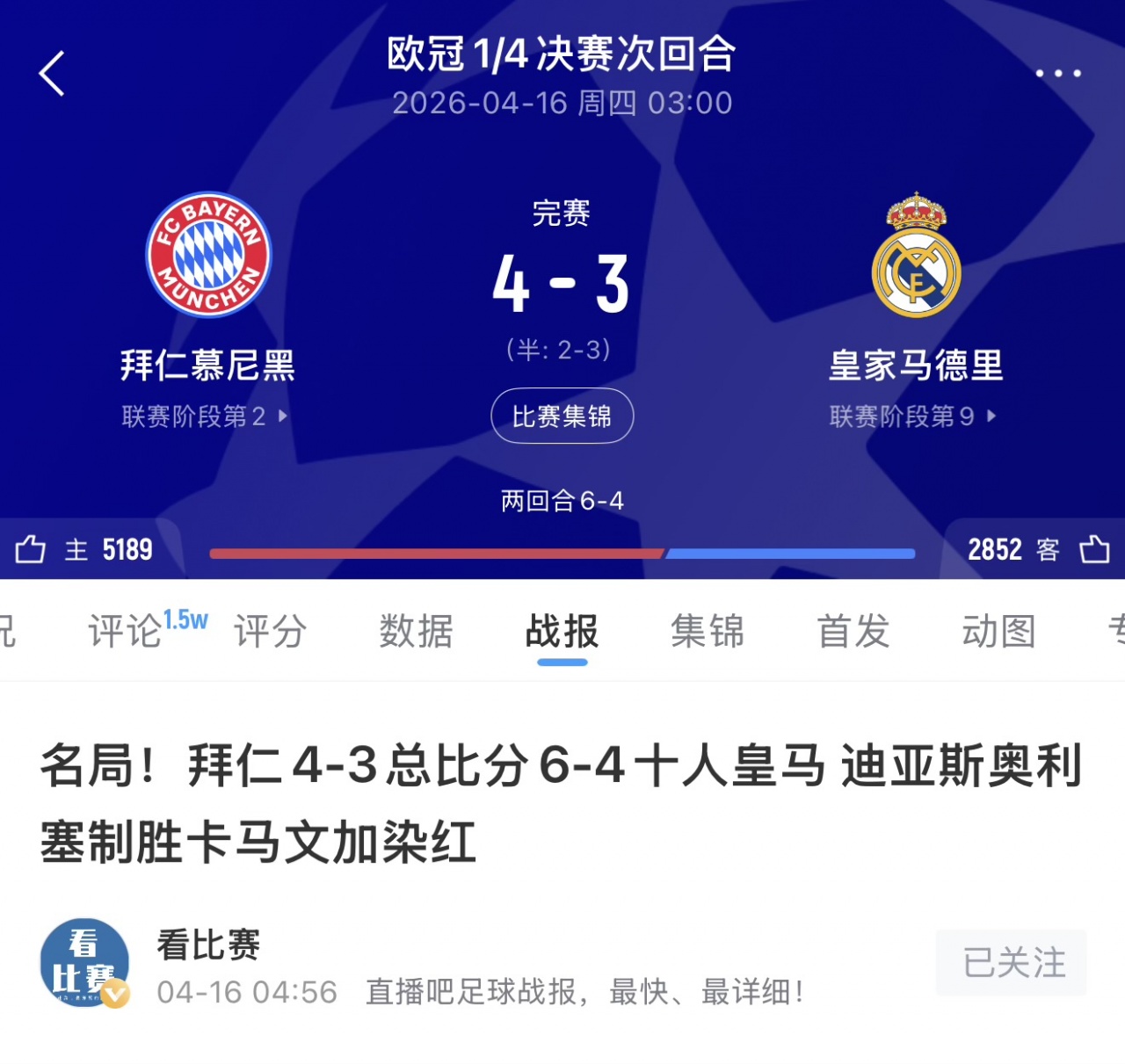 九游娱乐登录入口-最终3-4出局!阿斯:次回合战拜仁,皇马开出每人50万欧赢球奖金